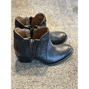 Freebird Ryder Booties Boots Size 7 Black Handmade Leather Side Zip Distressed